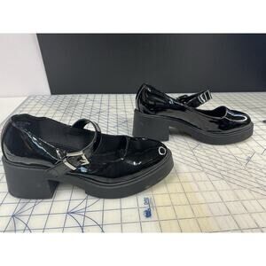 ASOS Design‎ Sebi Chunky Mary Jane Heeled Shoes Black Patent size US 7
